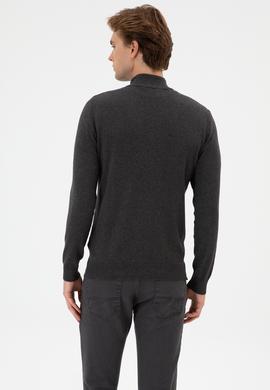 Erkek Slim Fit Antrasit Melanj Triko Hırka - 50313684014