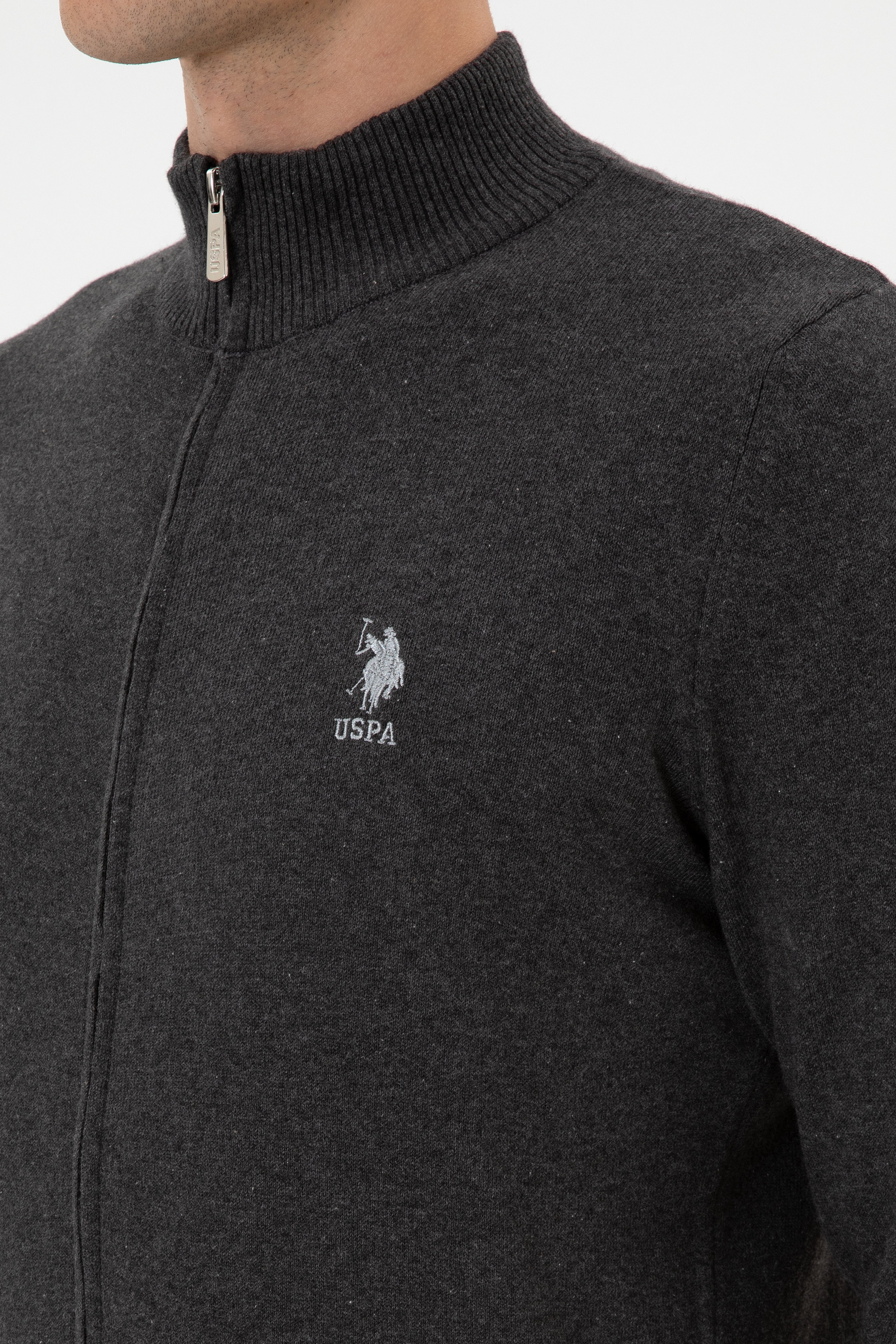 Erkek Slim Fit Antrasit Melanj Triko Hırka - Image 7