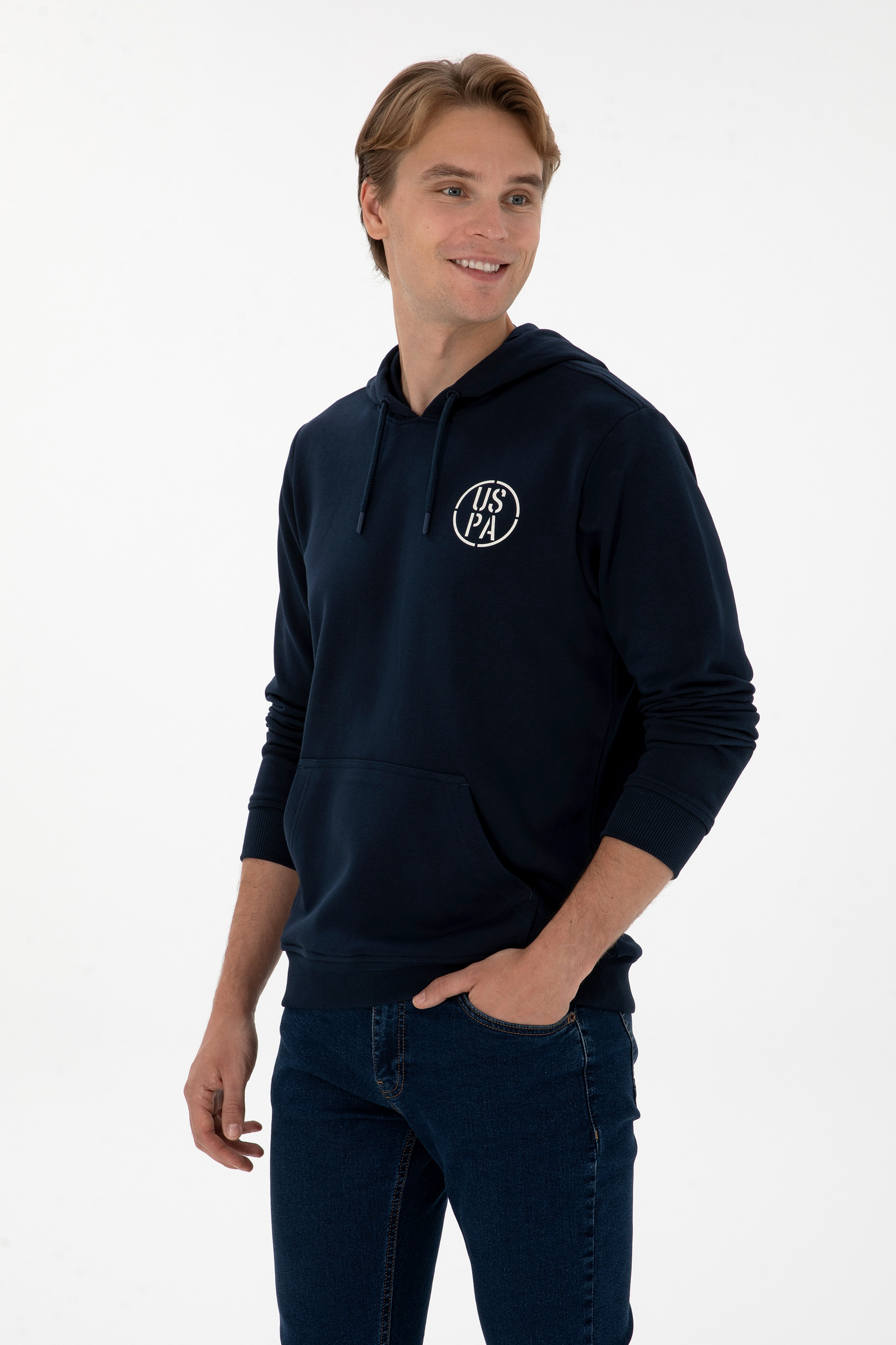 Erkek Regular Fit Kapüşonlu Lacivert Sweatshirt - Image 3