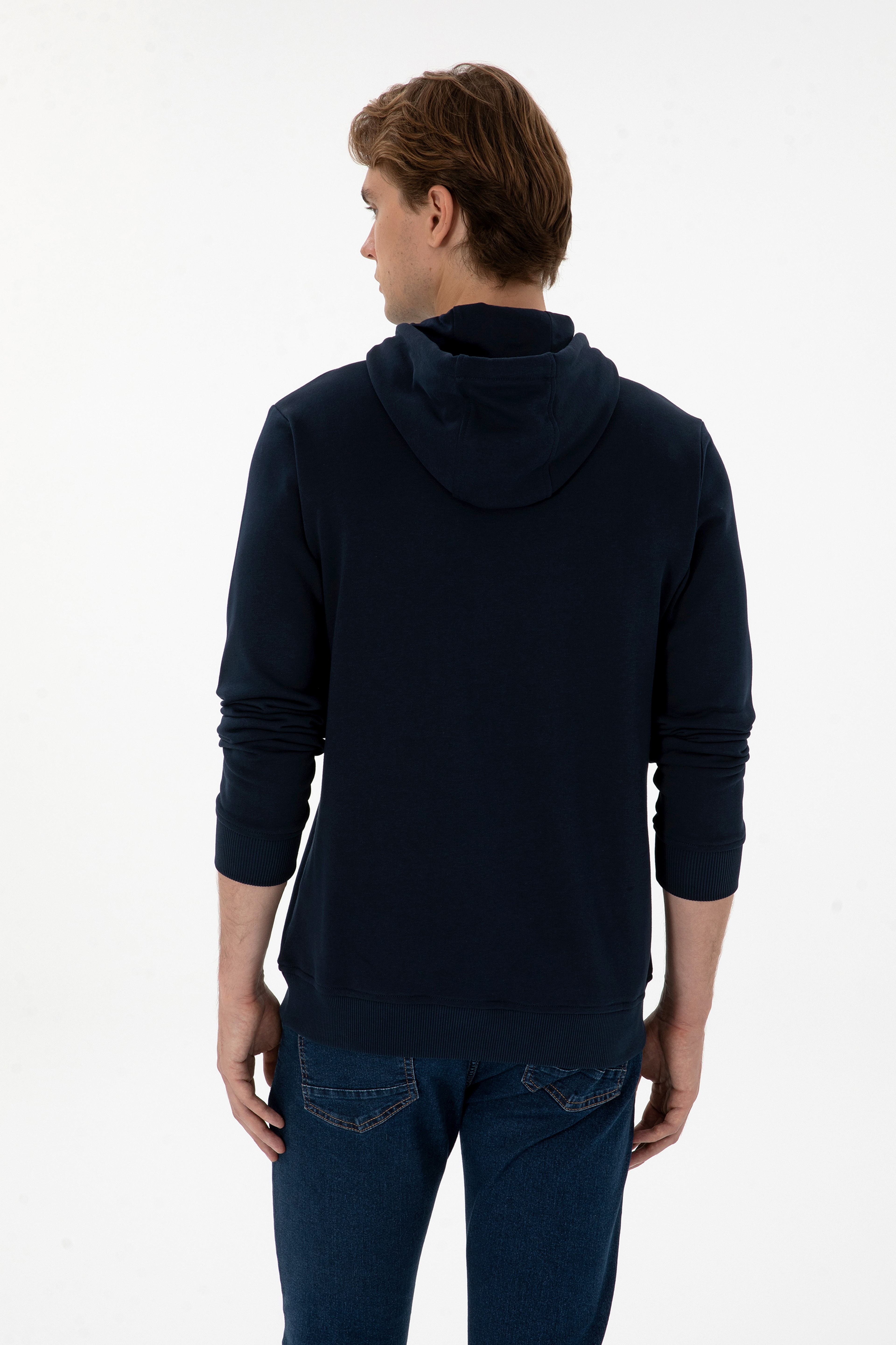 Erkek Regular Fit Kapüşonlu Lacivert Sweatshirt - Image 5