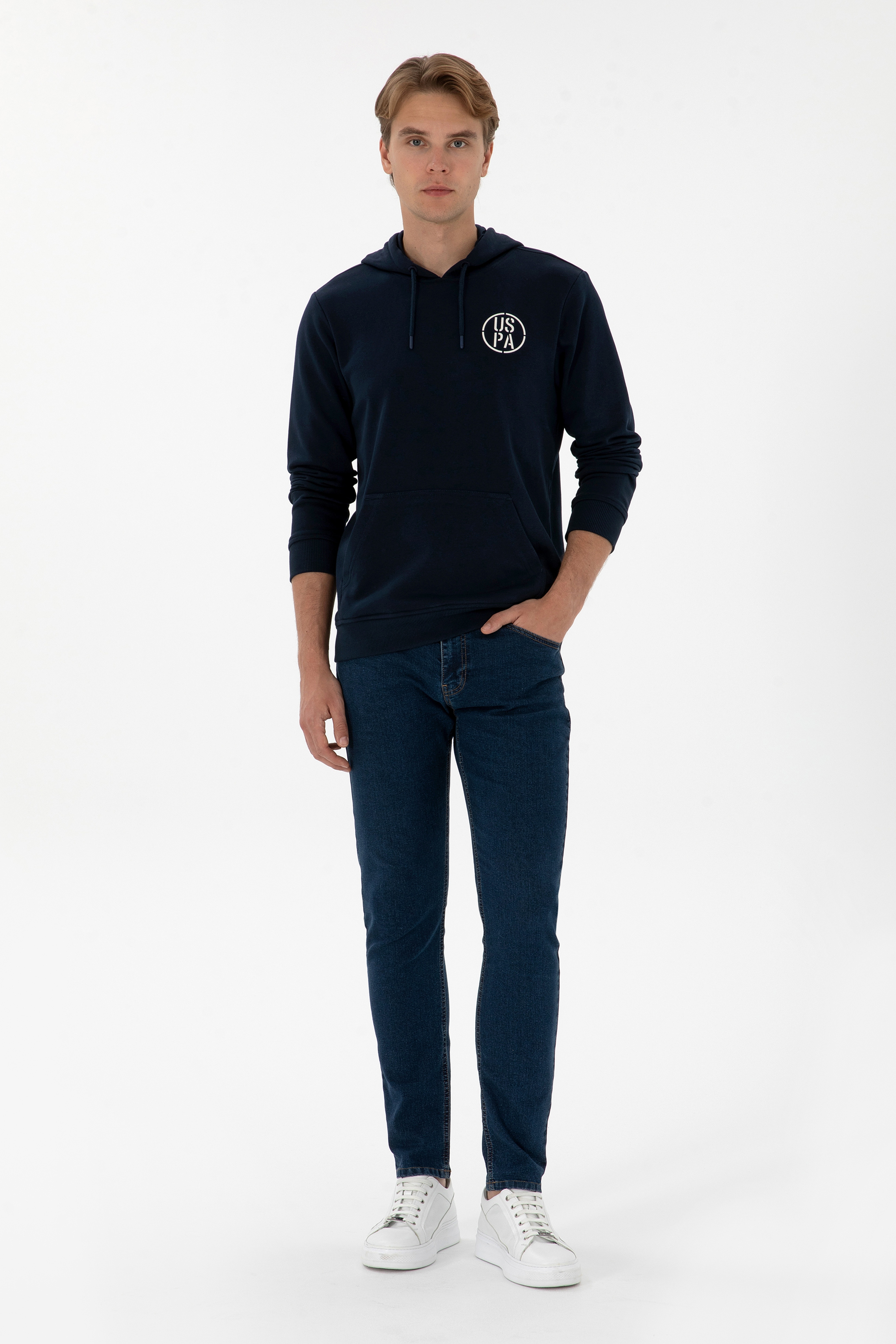 Erkek Regular Fit Kapüşonlu Lacivert Sweatshirt - Image 4