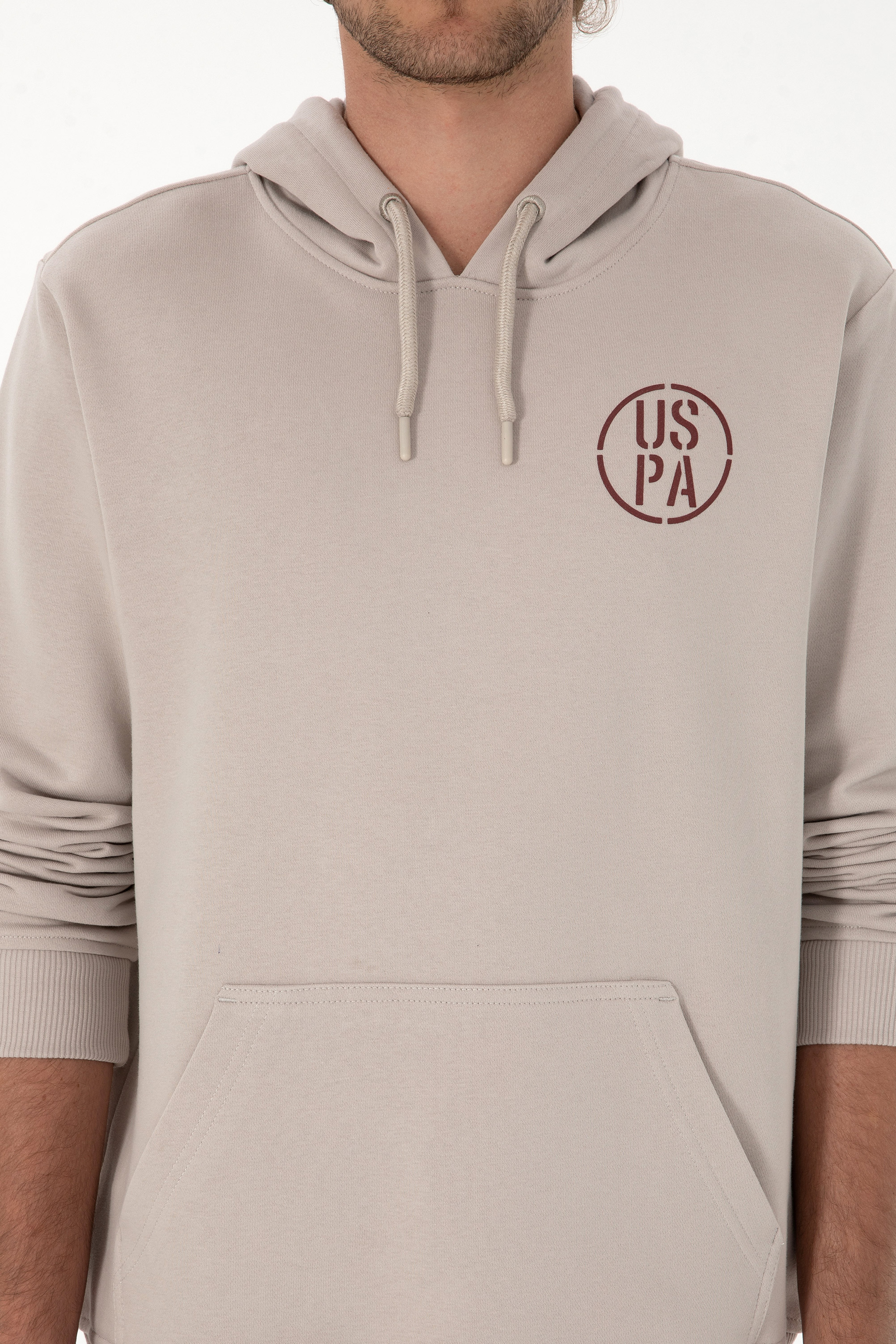 Erkek Regular Fit Kapüşonlu Taş Sweatshirt
