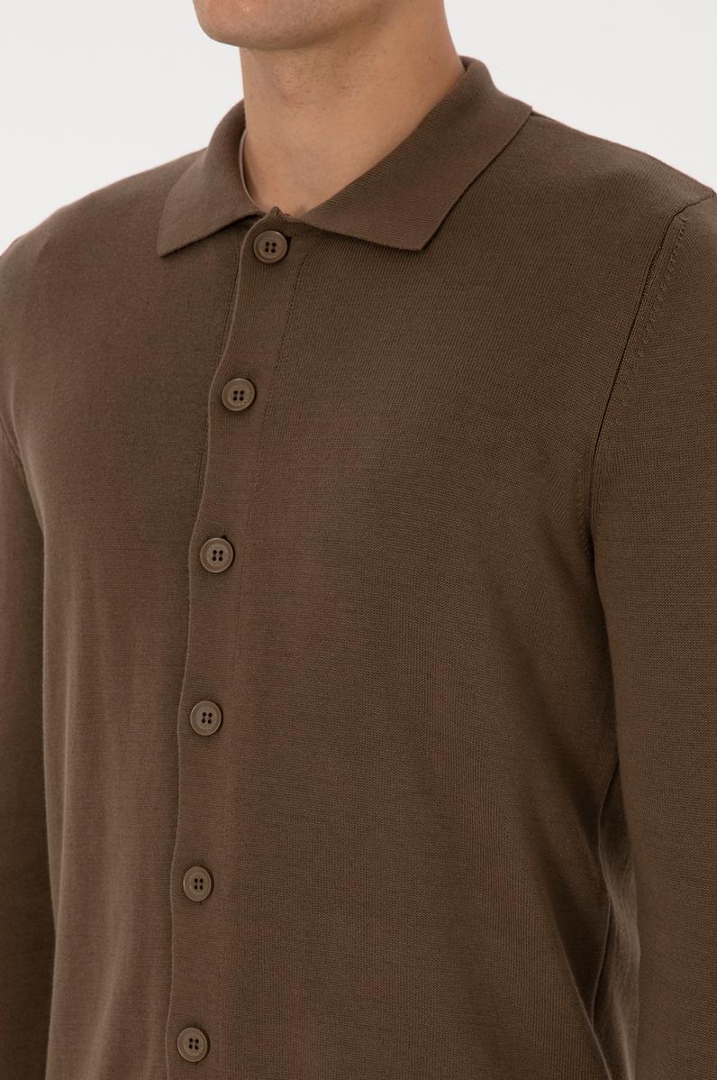 Erkek Açık Haki Basic Triko Hırka