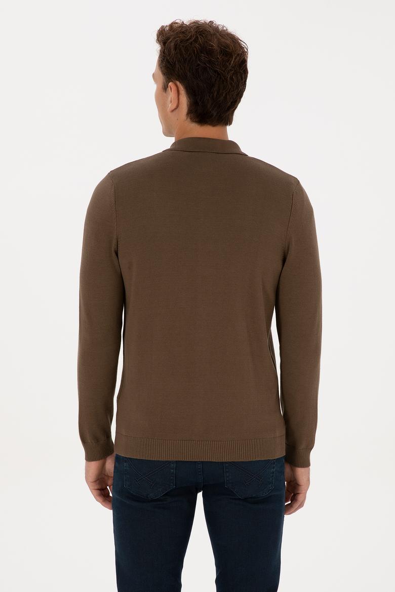 Erkek Açık Haki Basic Triko Hırka - 50313690083