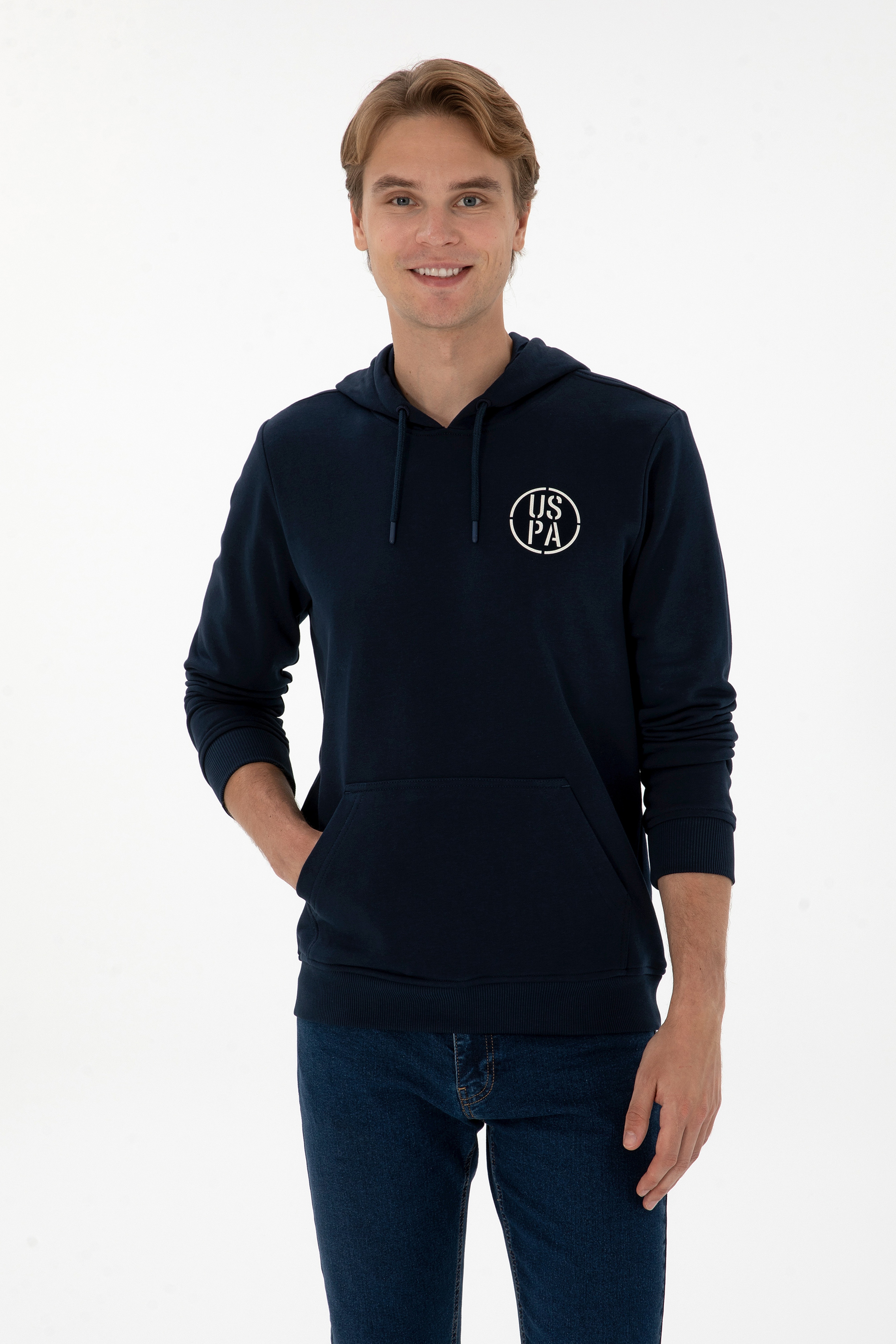 Erkek Regular Fit Kapüşonlu Lacivert Sweatshirt