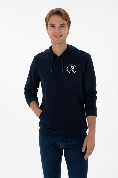 Erkek Regular Fit Kapüşonlu Lacivert Sweatshirt