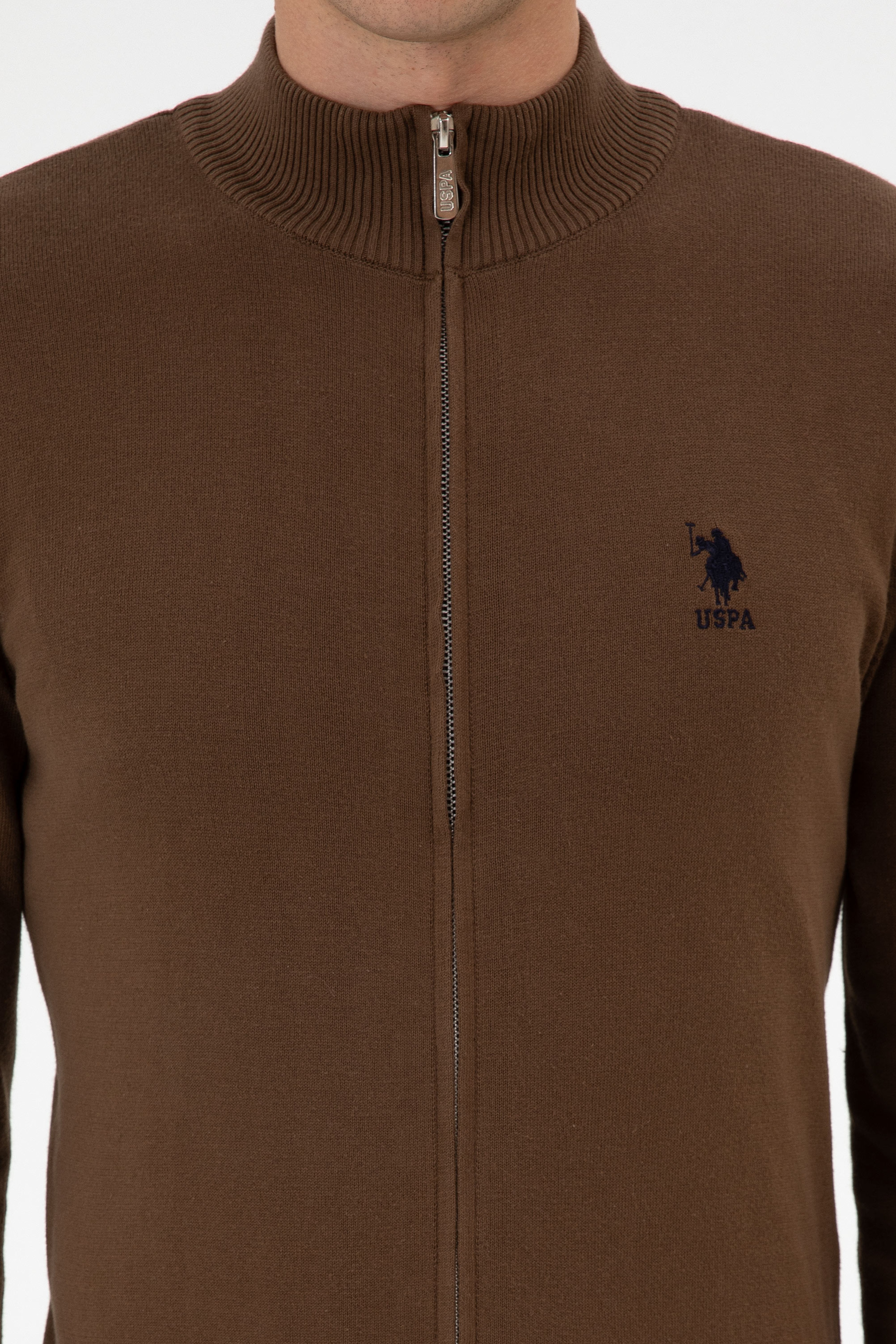 Erkek Slim Fit Kahverengi Triko Hırka - Image 6