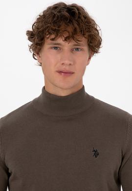 Erkek Slim Fit Boğazlı Vizon Basic Kazak - 50313712101