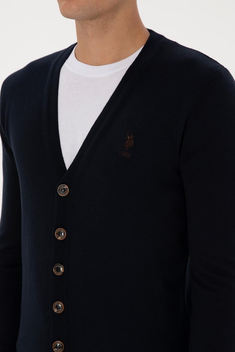 Erkek Lacivert Basic Triko Hırka - 50313702007