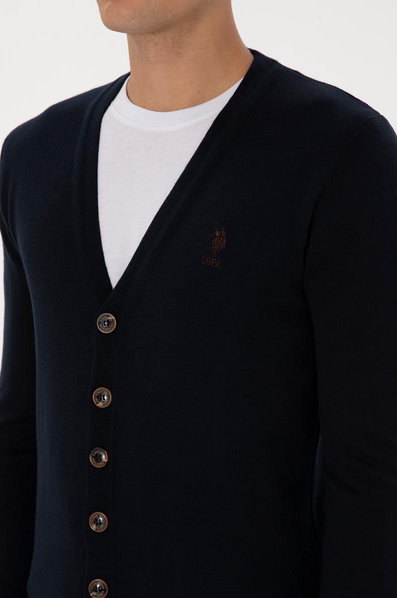 Erkek Lacivert Basic Triko Hırka