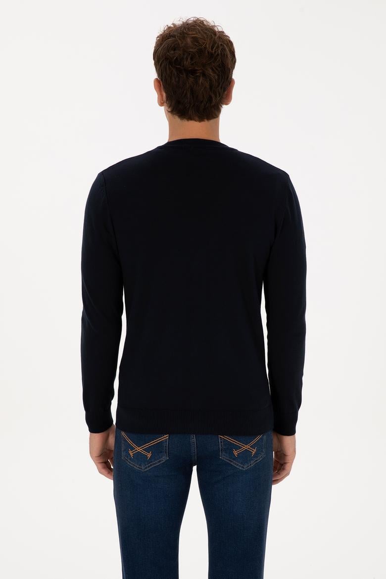 Erkek Lacivert Basic Triko Hırka - 50313702007