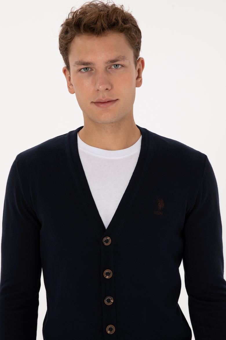 Erkek Lacivert Basic Triko Hırka - 50313702007