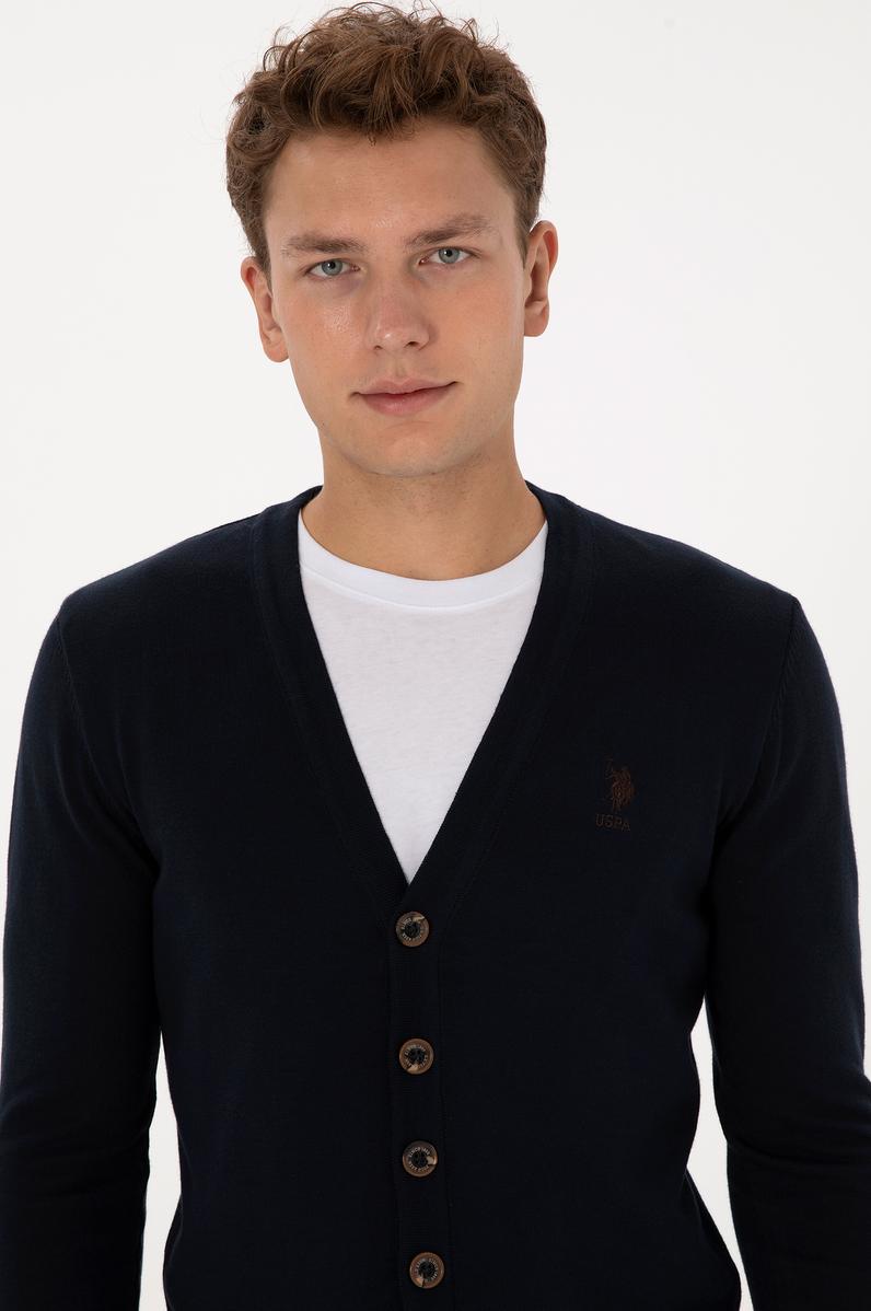 Erkek Lacivert Basic Triko Hırka