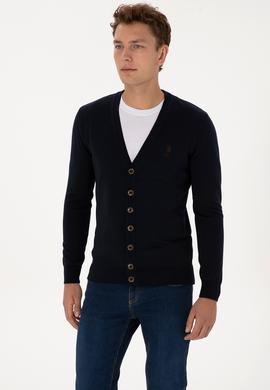 Erkek Lacivert Basic Triko Hırka - 50313702007