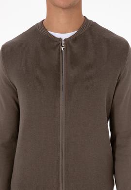 Erkek Vizon Basic Triko Hırka - 50313721034