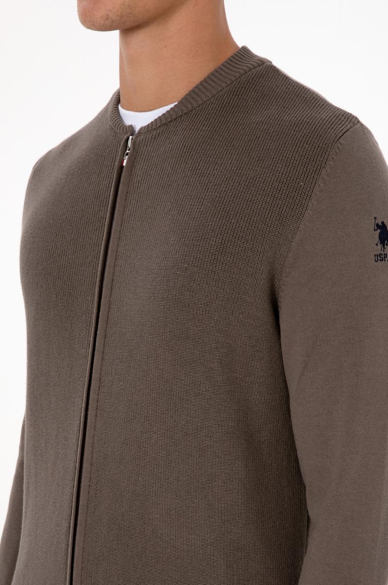 Erkek Vizon Basic Triko Hırka