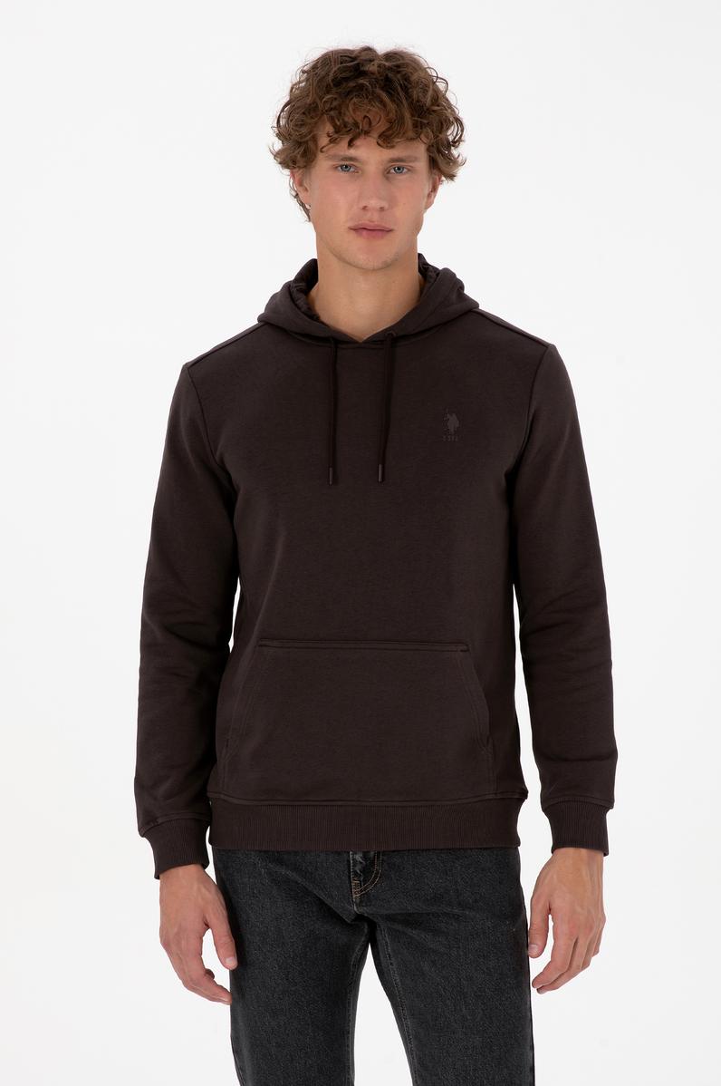 Erkek Koyu Kahverengi Basic Sweatshirt
