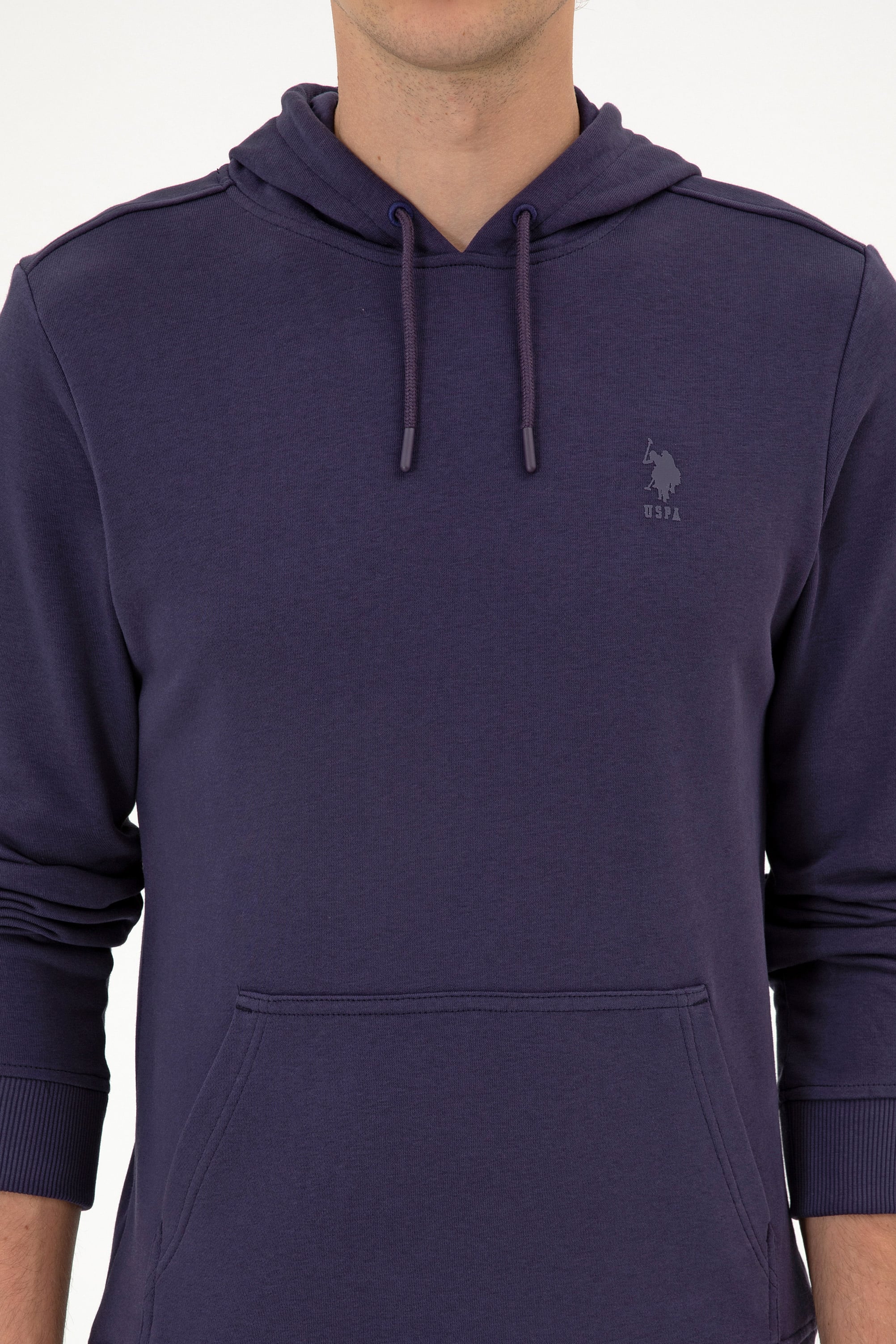 Erkek Regular Fit Kapüşonlu Mürdüm Basic Sweatshirt