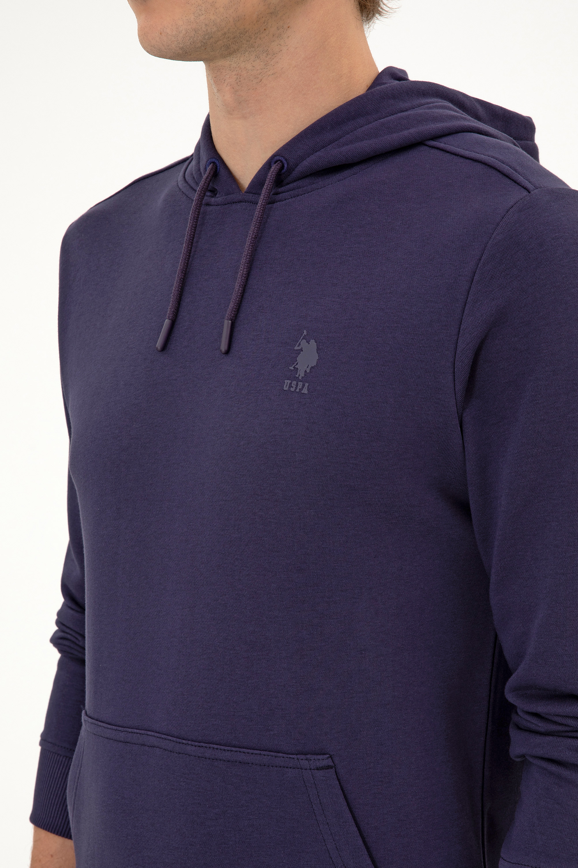 Erkek Regular Fit Kapüşonlu Mürdüm Basic Sweatshirt - Image 7