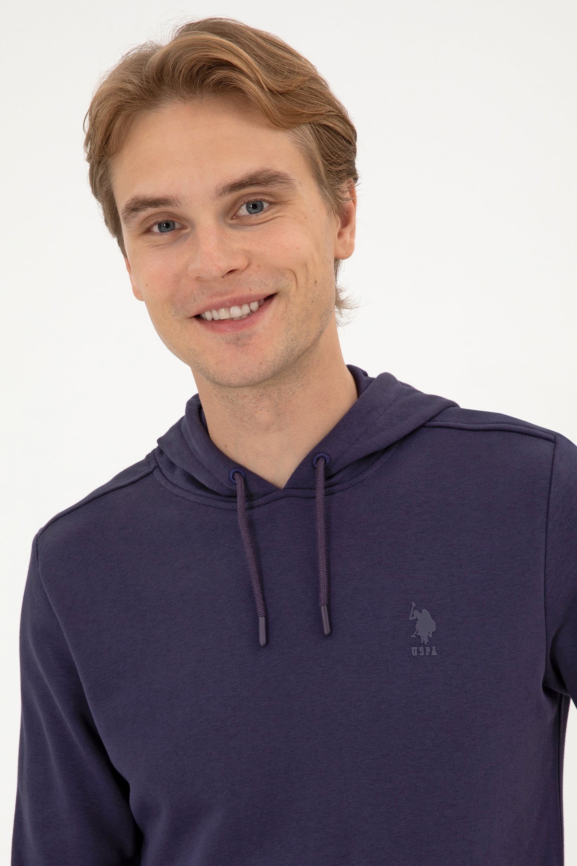 Erkek Regular Fit Kapüşonlu Mürdüm Basic Sweatshirt - Image 2