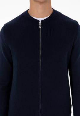 Erkek Lacivert Basic Triko Hırka - 50313721005