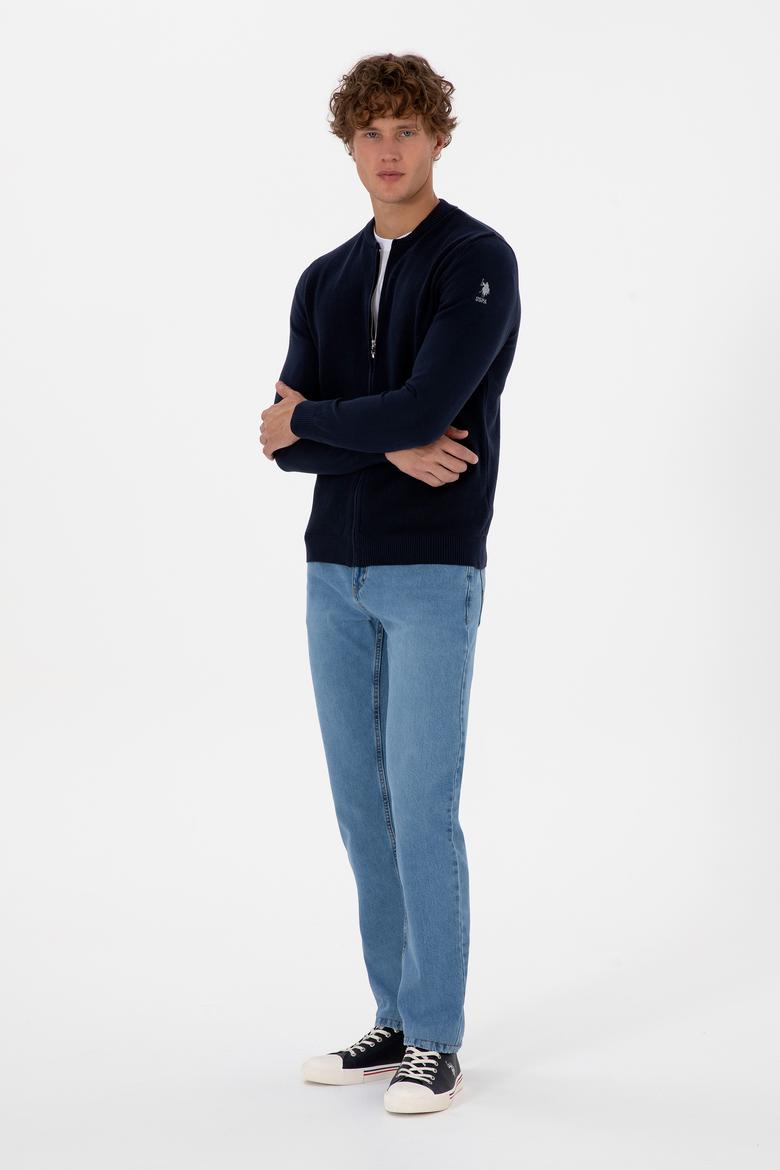 Erkek Lacivert Basic Triko Hırka - 50313721005