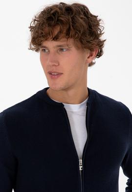 Erkek Lacivert Basic Triko Hırka - 50313721005