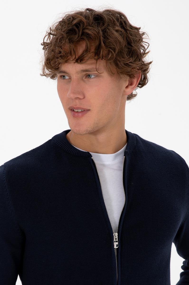 Erkek Lacivert Basic Triko Hırka