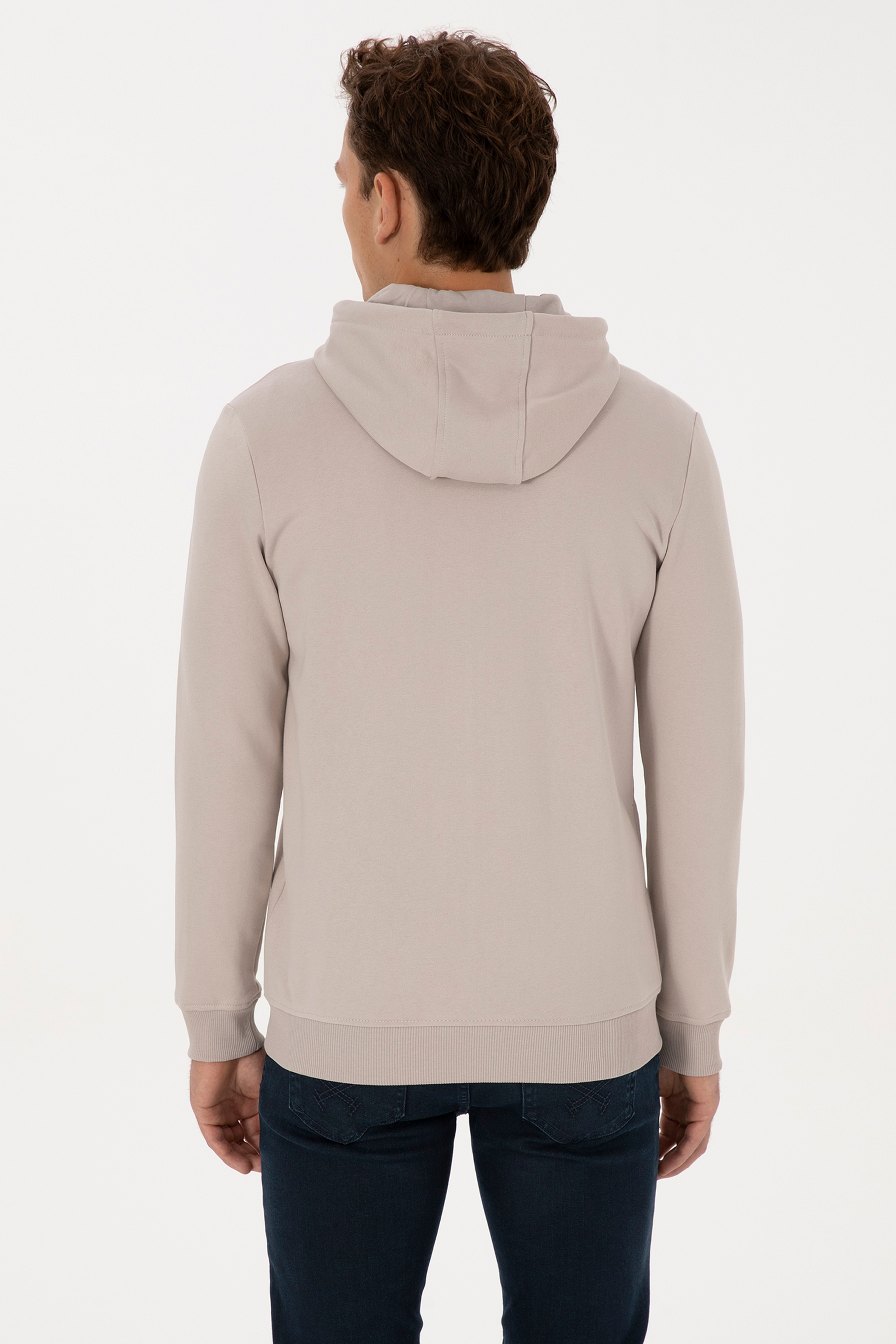 Erkek Regular Fit Fermuarlı Kapüşonlu Taş Örme Hırka - Image 5