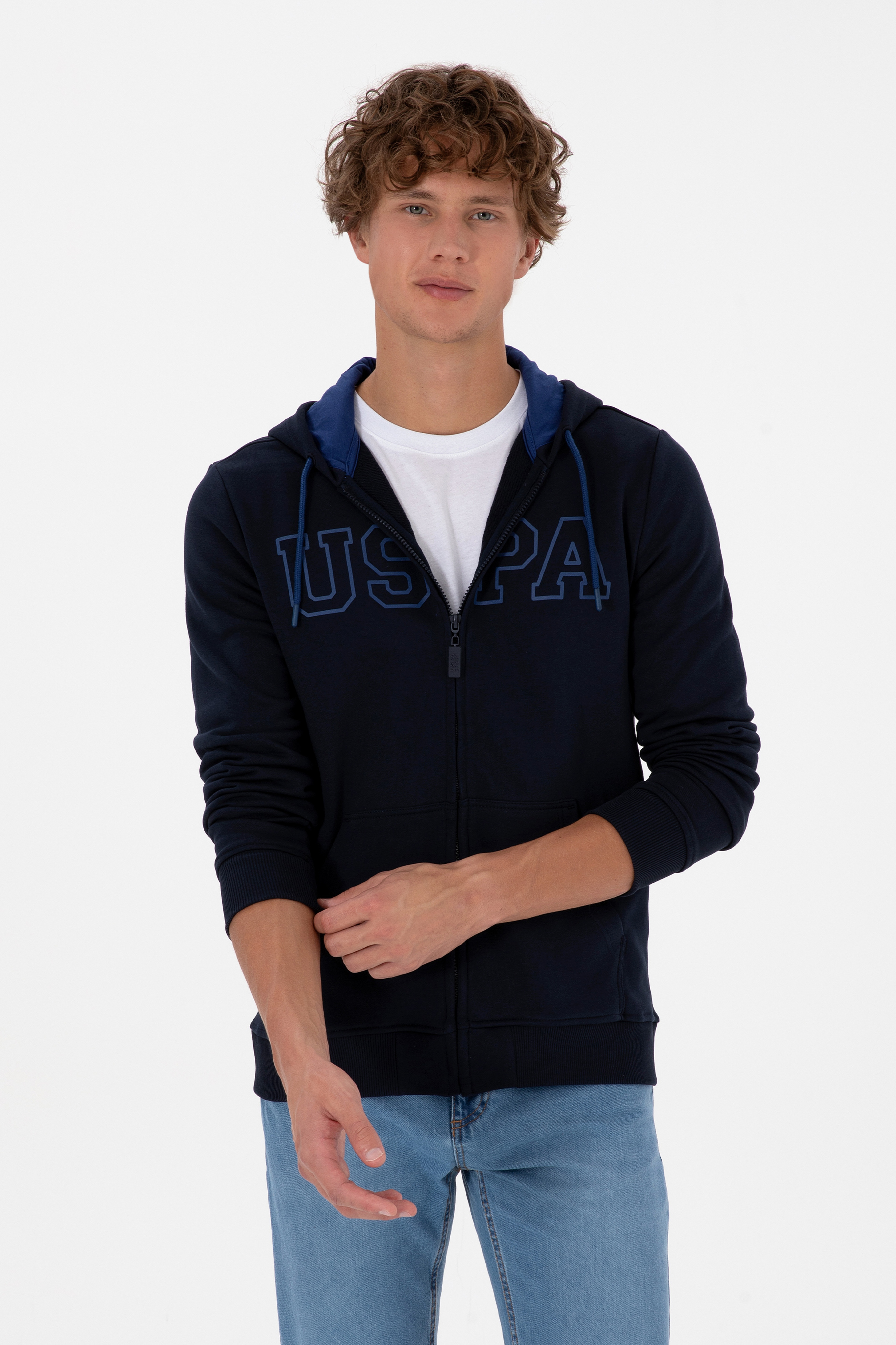 Erkek Regular Fit Fermuarlı Kapüşonlu Lacivert Örme Hırka - Image 3