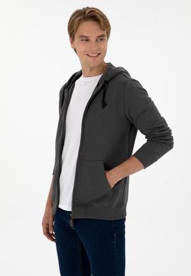 Erkek Gri Örme Hırka - 50313748078