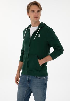 Erkek Koyu Yeşil Örme Hırka - 50313748114