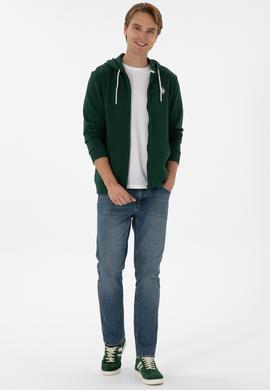 Erkek Koyu Yeşil Örme Hırka - 50313748114