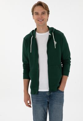 Erkek Koyu Yeşil Örme Hırka - 50313748114