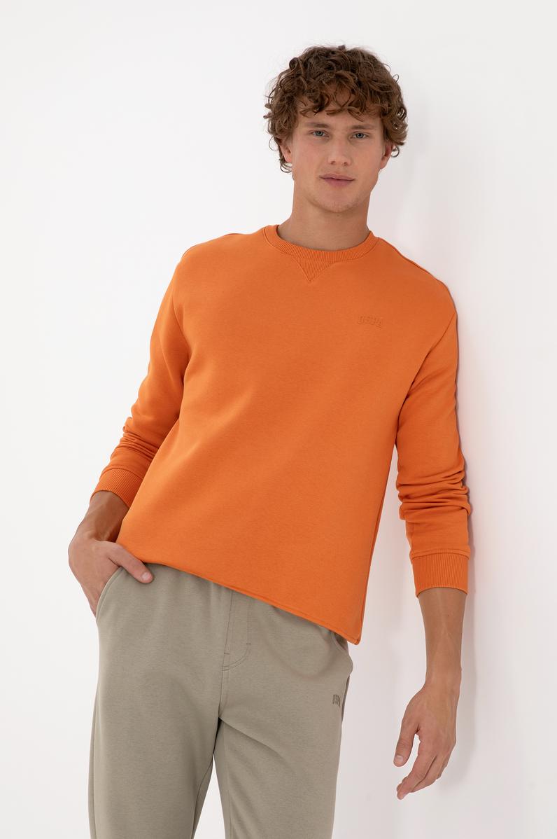 Erkek Comfort Fit Bisiklet Yaka Şardonlu Bakır Basic Sweatshirt