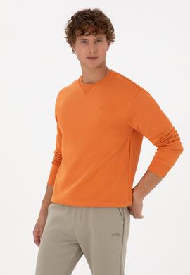 Erkek Comfort Fit Bisiklet Yaka Şardonlu Bakır Basic Sweatshirt - 50313757098
