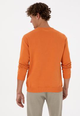 Erkek Comfort Fit Bisiklet Yaka Şardonlu Bakır Basic Sweatshirt - 50313757098