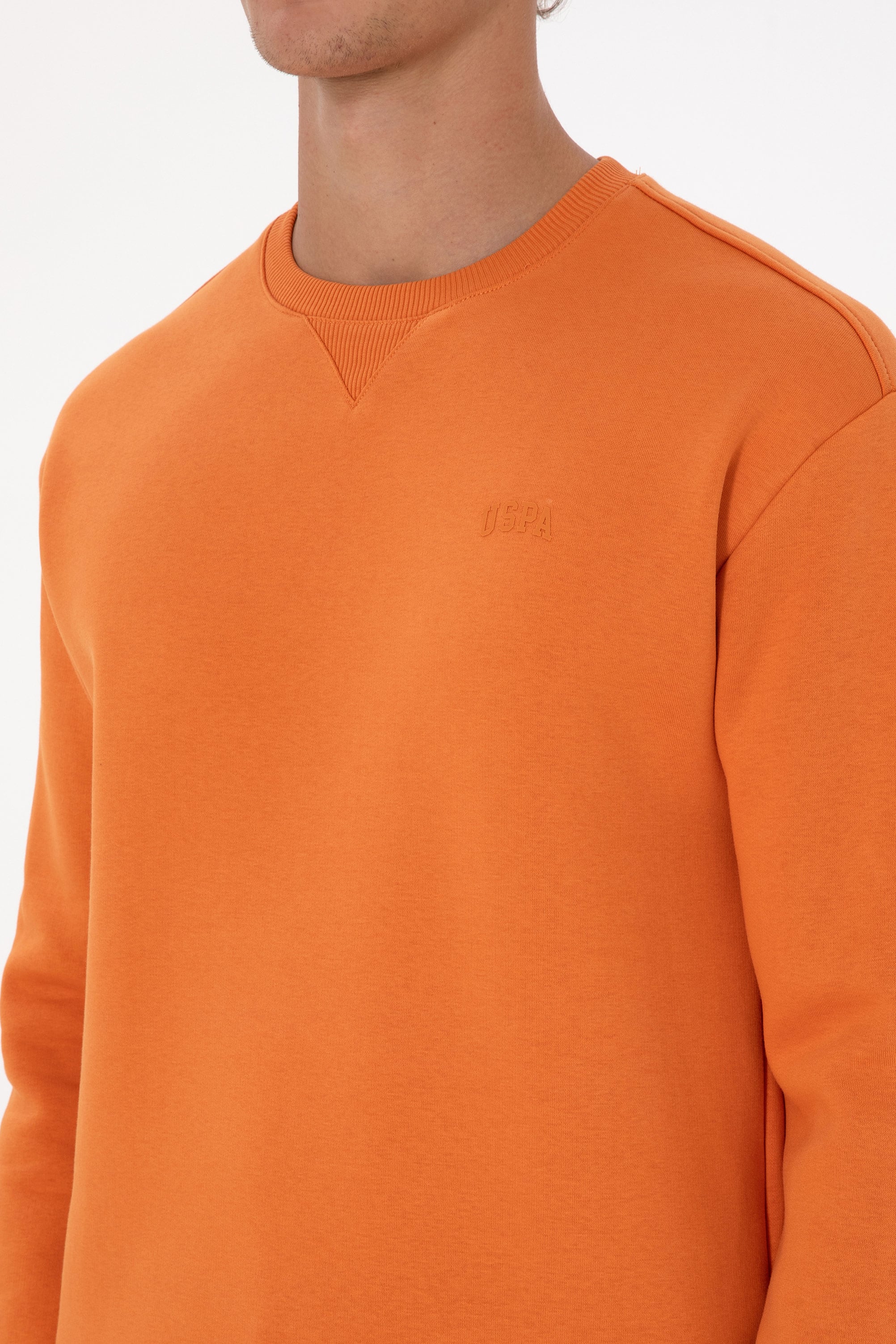 Erkek Comfort Fit Bisiklet Yaka Şardonlu Bakır Basic Sweatshirt - Image 7