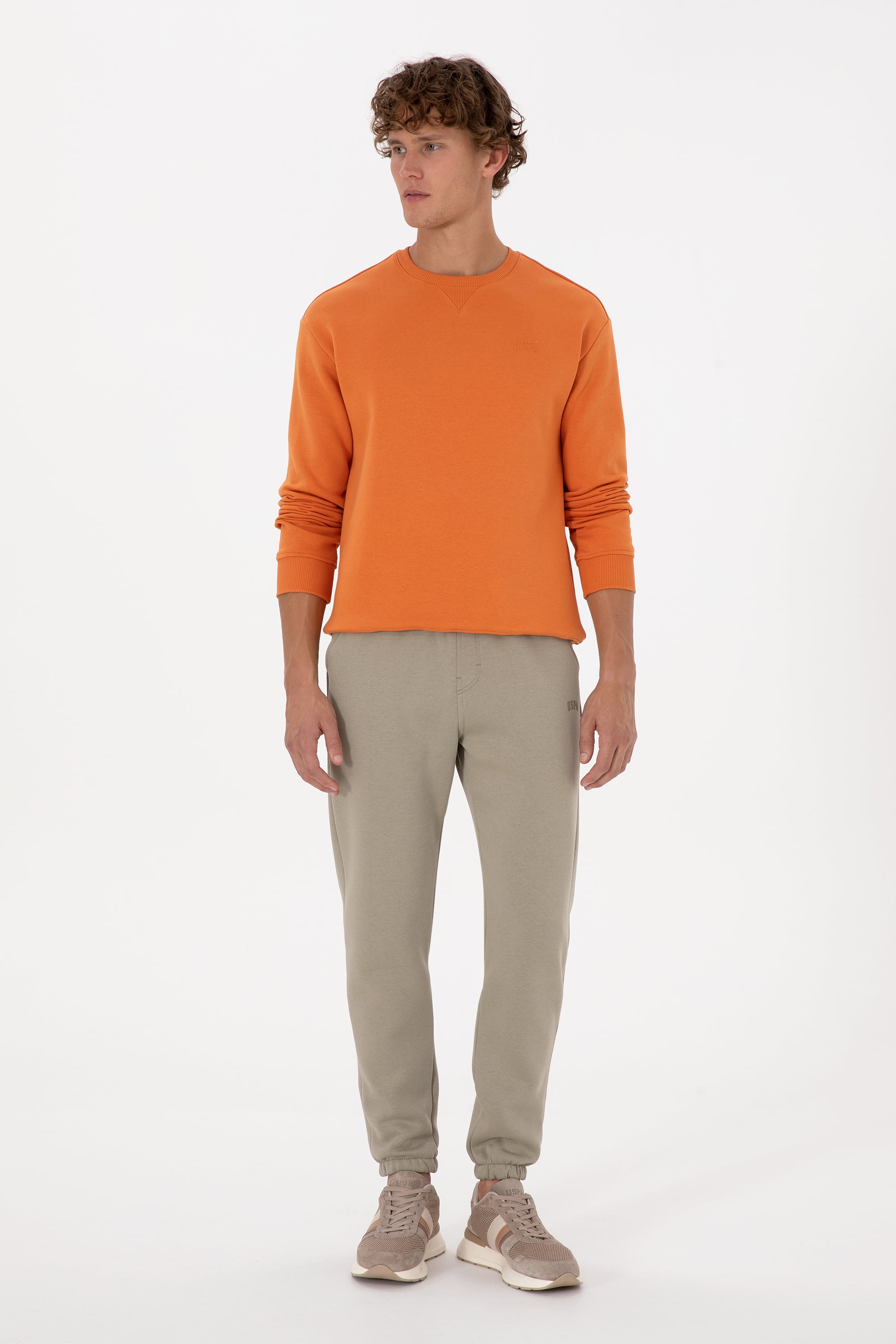 Erkek Comfort Fit Bisiklet Yaka Şardonlu Bakır Basic Sweatshirt