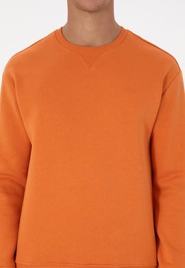 Erkek Comfort Fit Bisiklet Yaka Şardonlu Bakır Basic Sweatshirt - 50313757098