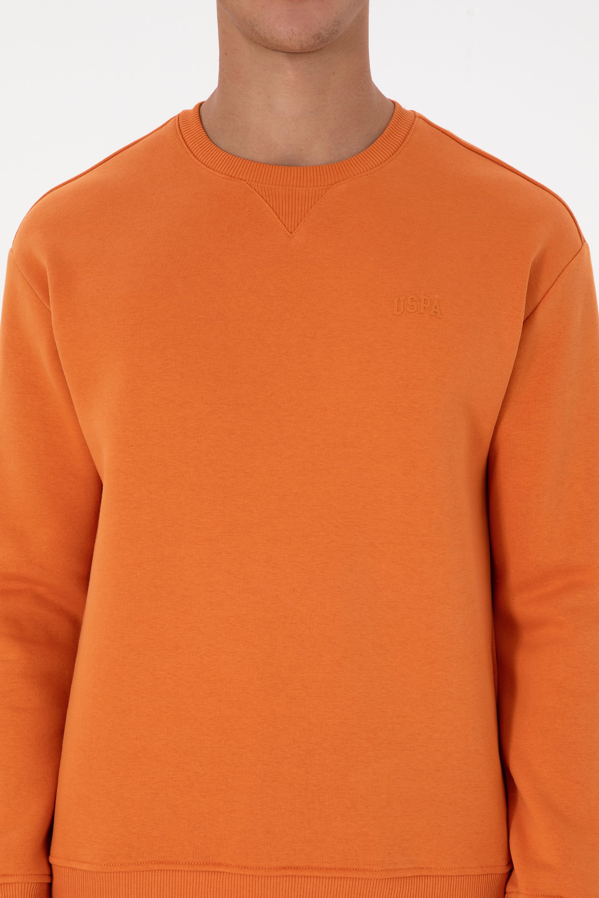Erkek Comfort Fit Bisiklet Yaka Şardonlu Bakır Basic Sweatshirt - Image 6