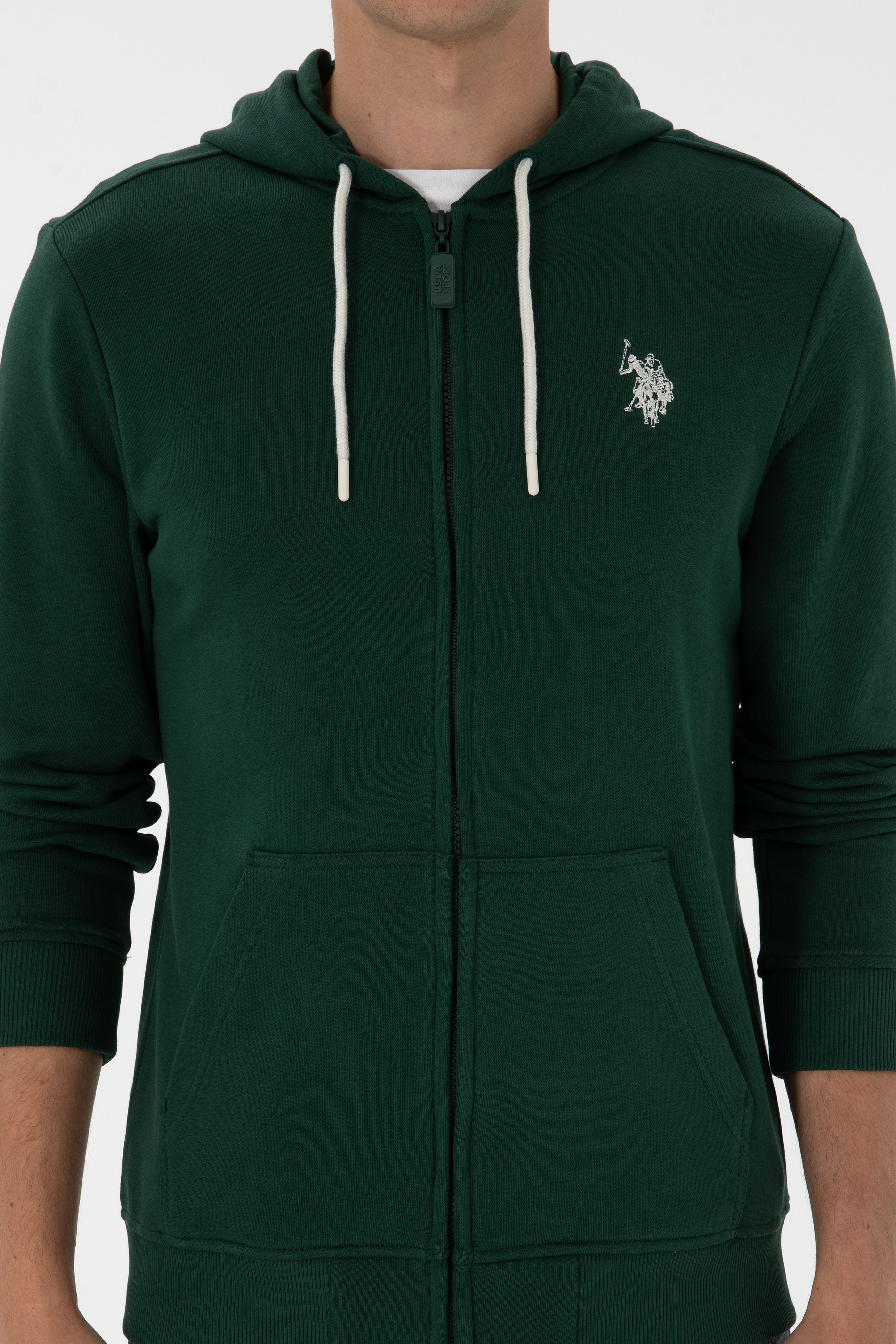 Erkek Regular Fit Fermuarlı Kapüşonlu Koyu Yeşil Örme Hırka - Image 6