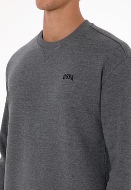 Erkek Comfort Fit Bisiklet Yaka Şardonlu Antrasit Melanj Basic Sweatshirt - 50313757227