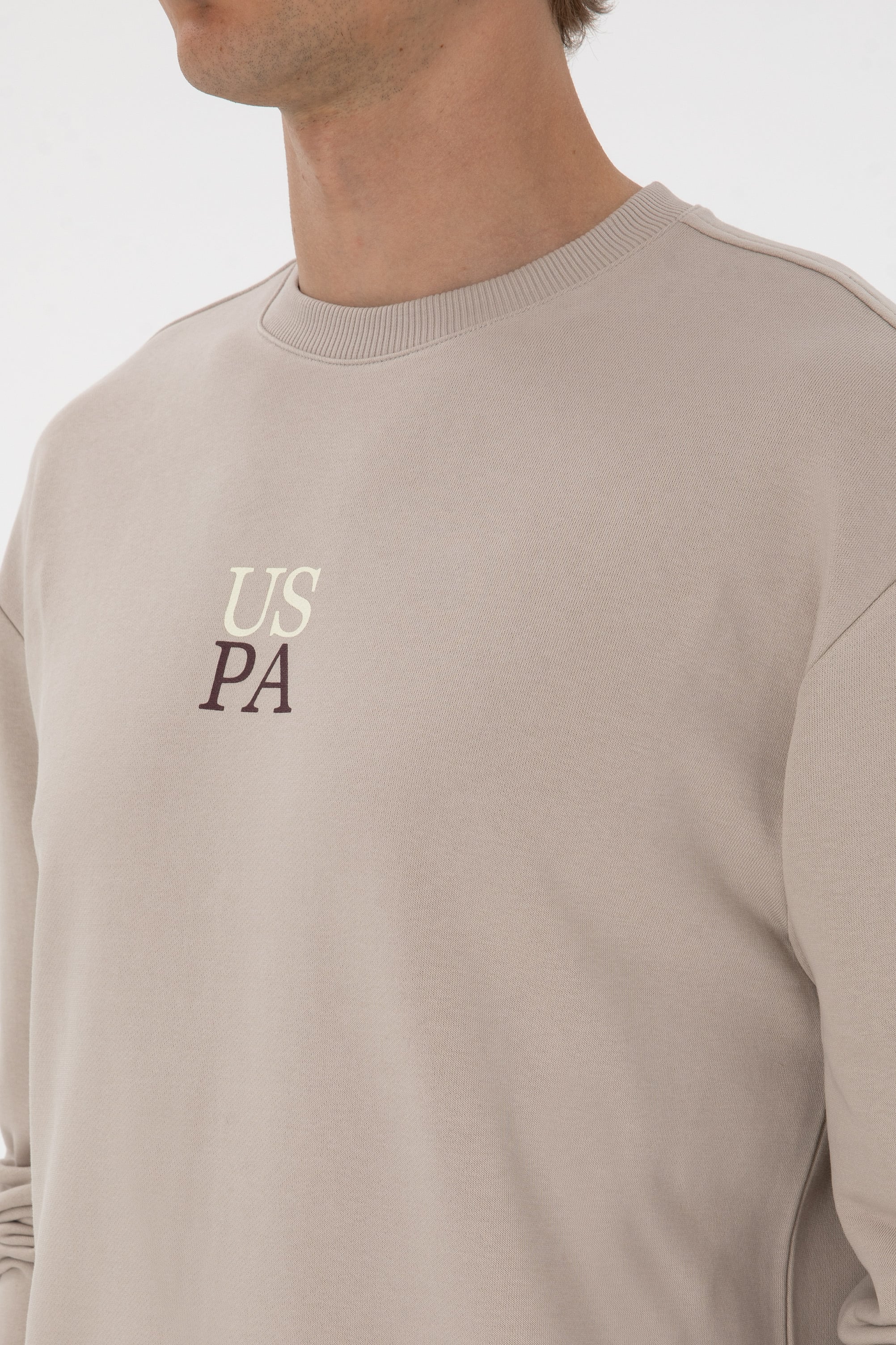 Erkek Comfort Fit Bisiklet Yaka Taş Basic Sweatshirt
