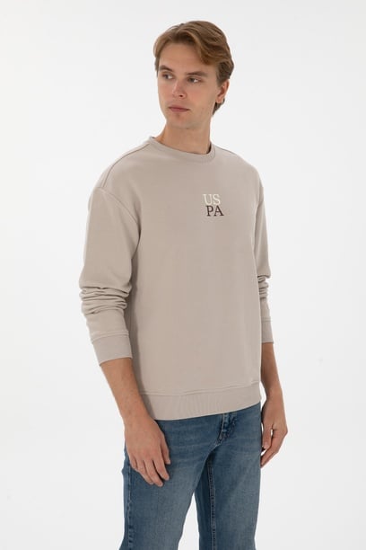 Erkek Comfort Fit Bisiklet Yaka Taş Basic Sweatshirt