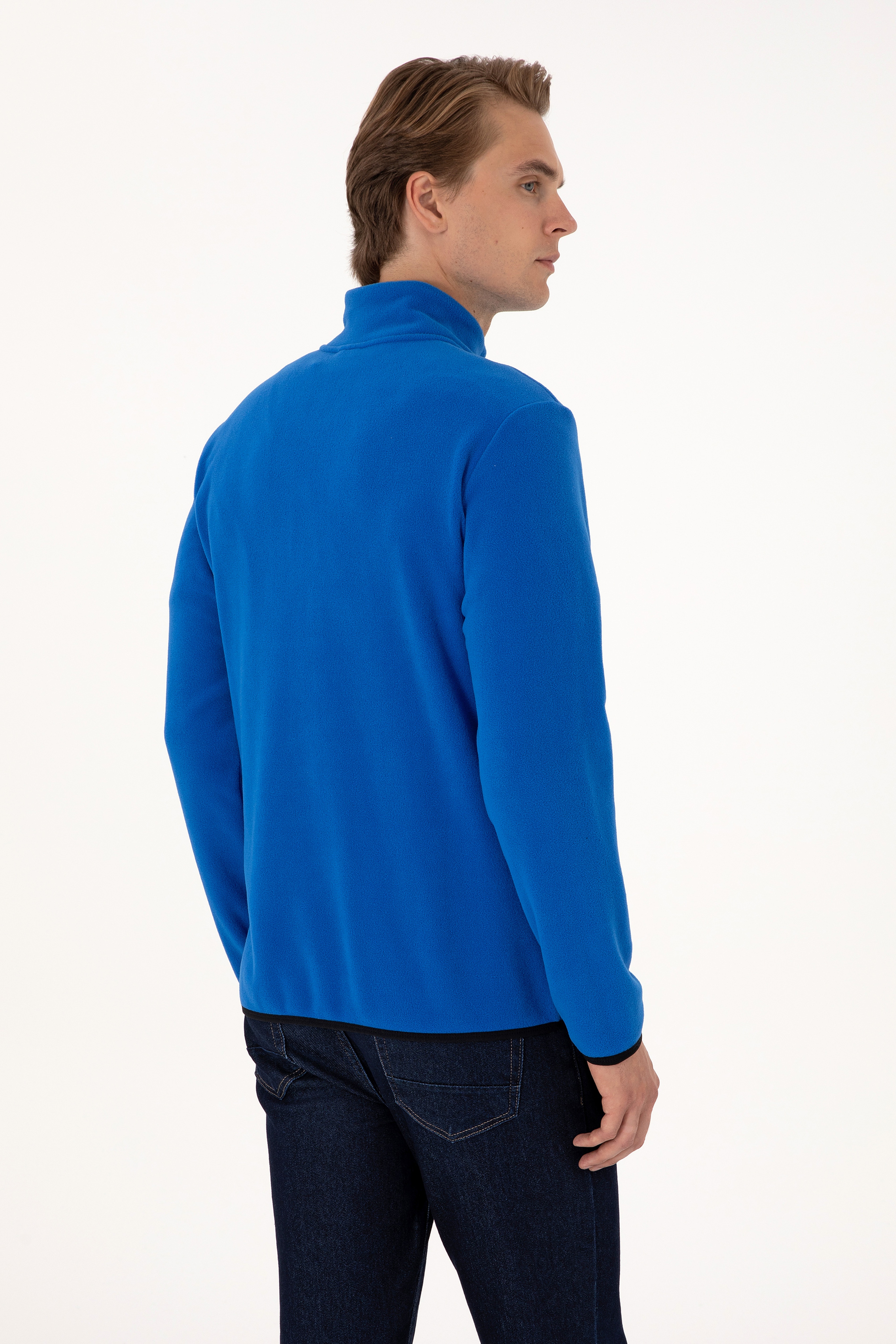 Erkek Regular Fit Saks Polar Örme Hırka - Image 5