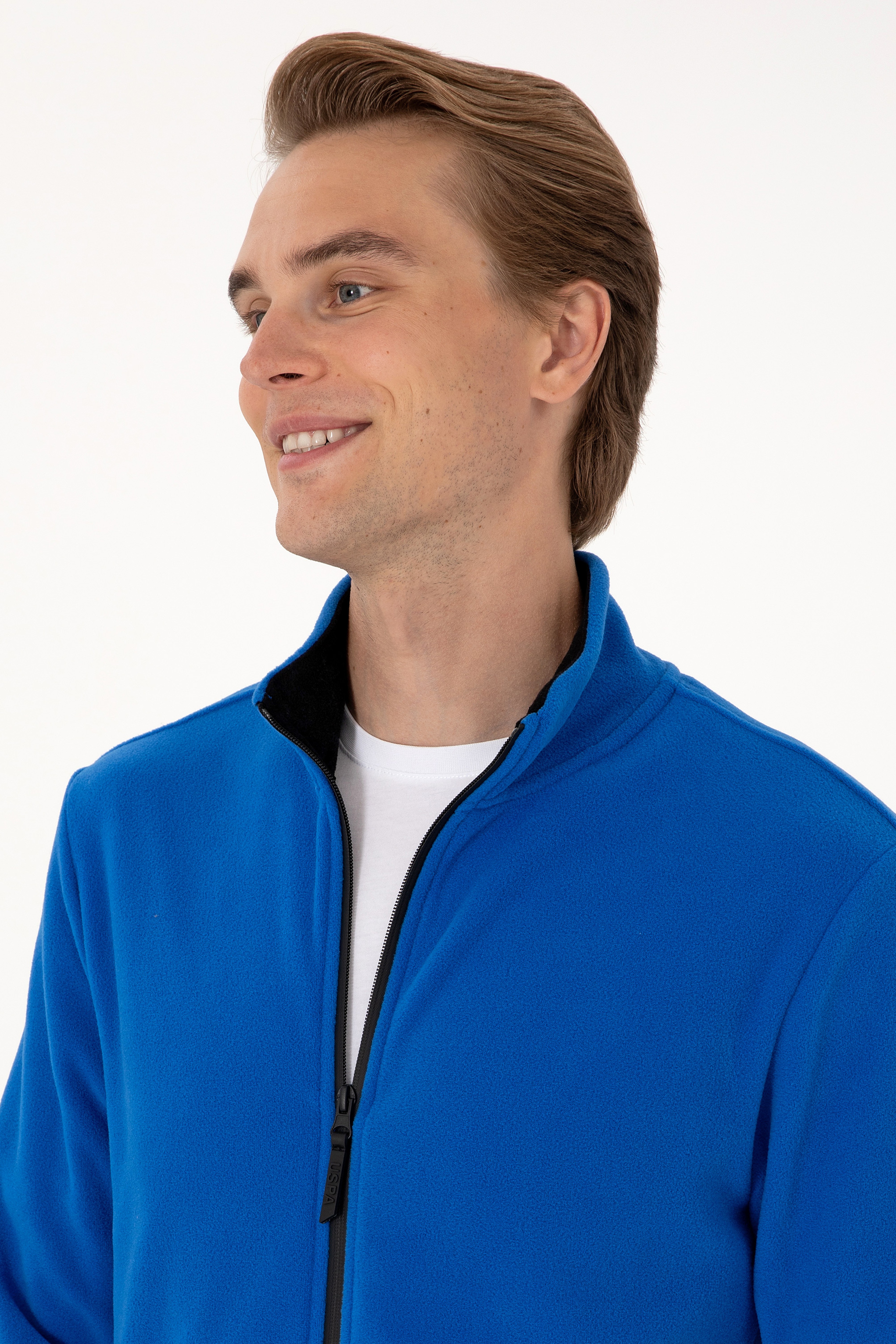 Erkek Regular Fit Saks Polar Örme Hırka - Image 2