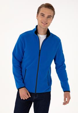 Erkek Regular Fit Saks Polar Örme Hırka - 50313779123