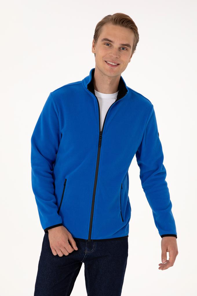 Erkek Regular Fit Saks Polar Örme Hırka