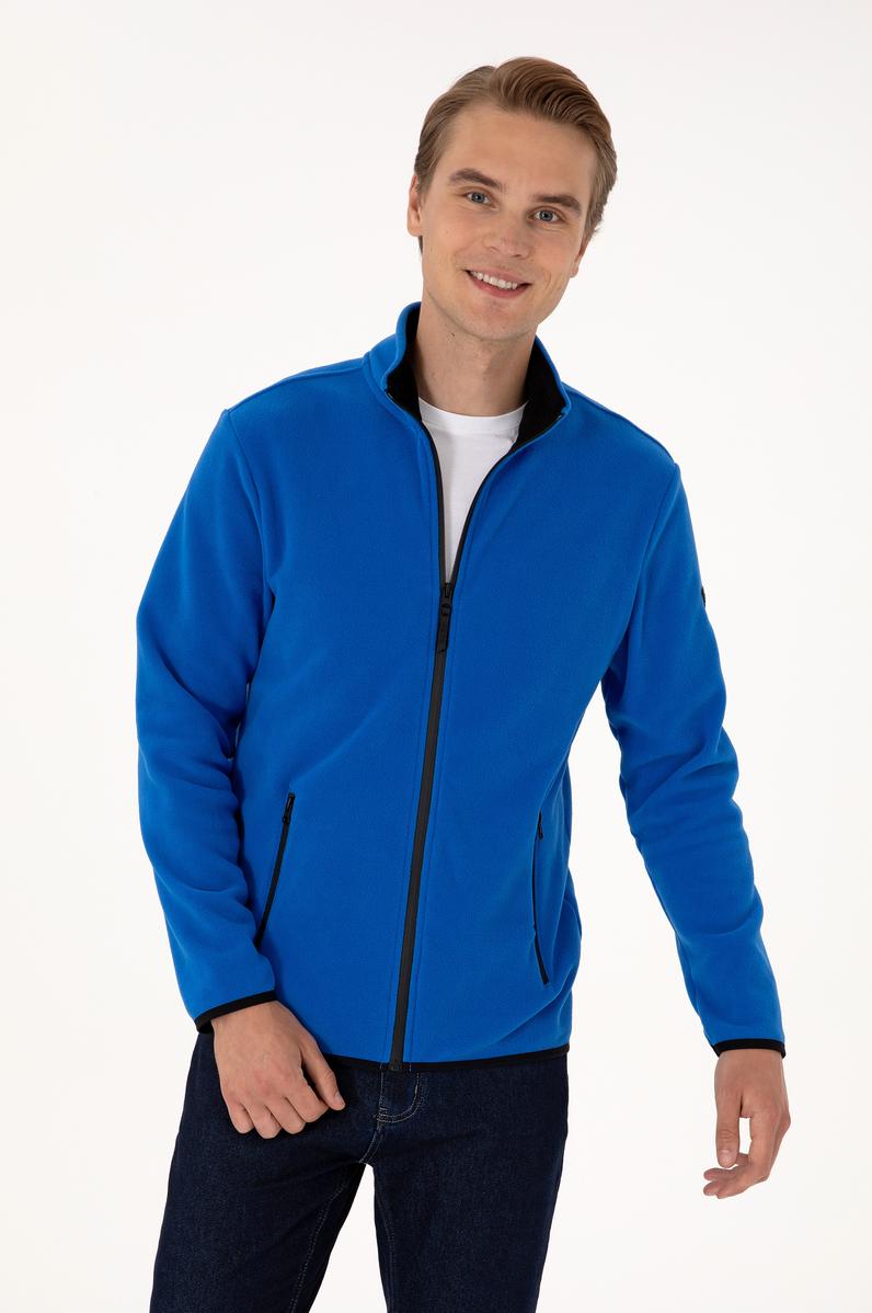 Erkek Regular Fit Saks Polar Örme Hırka